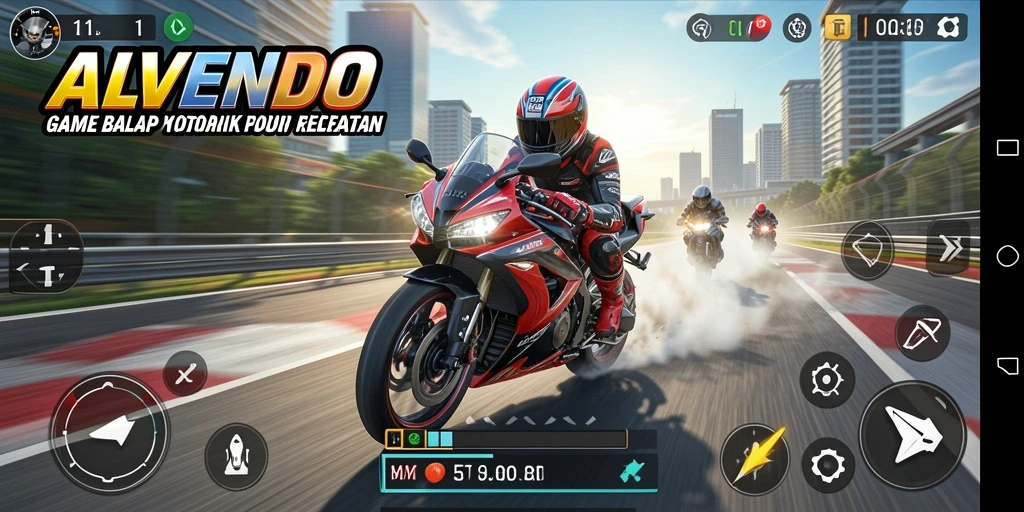 Tampilan seru balapan motor di ALVENDO dengan grafis terbaik.