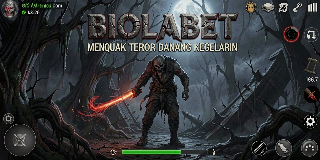 Tangkapan layar gameplay menegangkan dari BIOLABET yang penuh kegelapan.