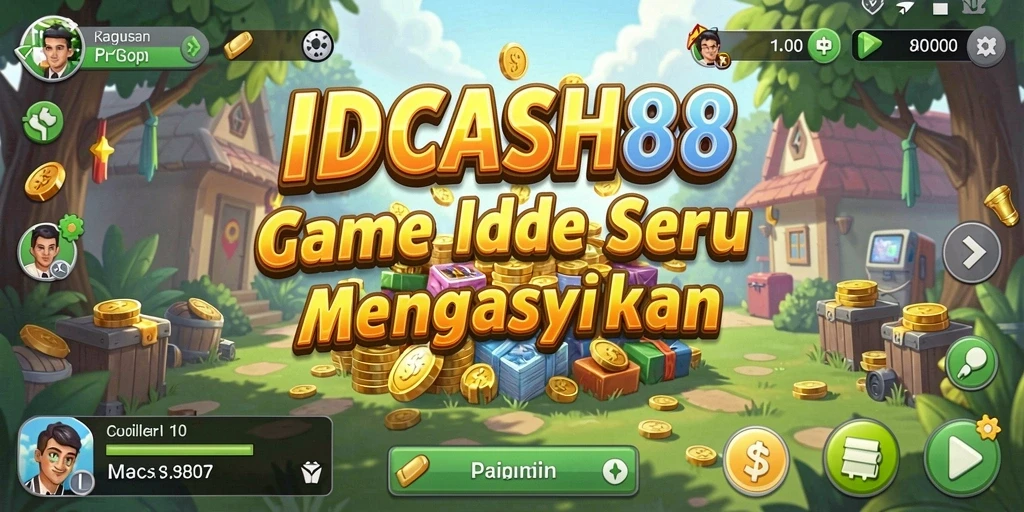 Menampilkan gameplay seru IDCASH88 dengan karakter dan upgrade menarik.