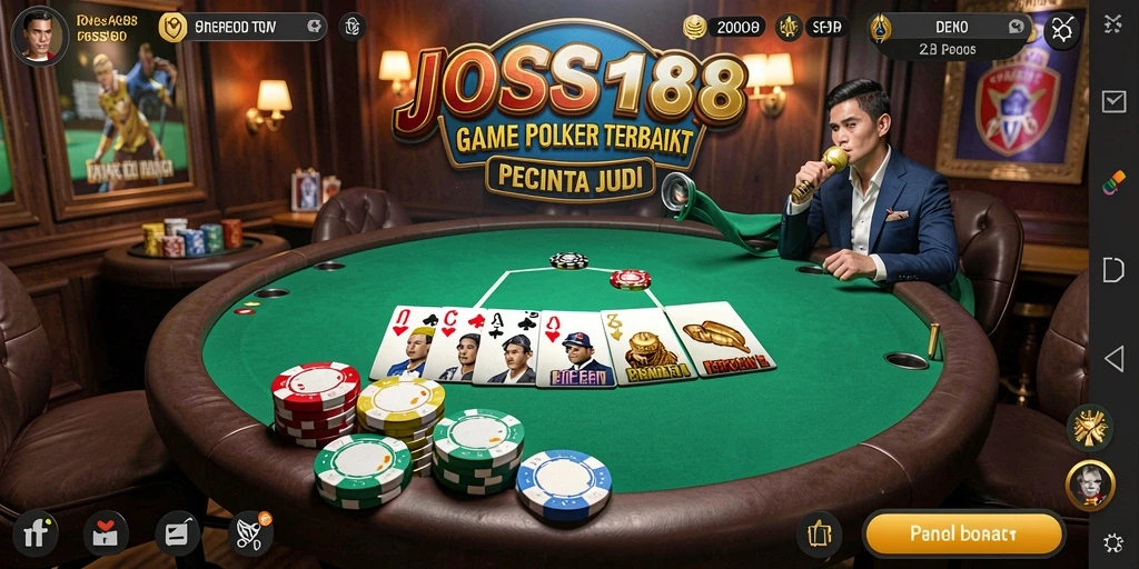 Screenshot JOSS188 menampilkan gameplay poker yang mengasyikkan dan penuh tantangan.