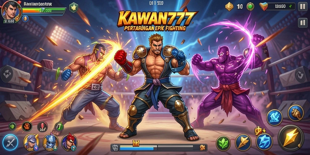 Tampilan gameplay seru di KAWAN777 dengan pertarungan mendebarkan.
