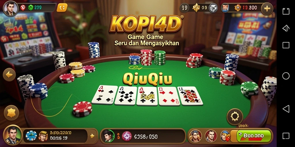 Tampilan gameplay seru dari KOPI4D yang menampilkan QiuQiu.
