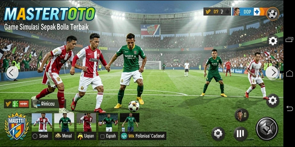 Tampilan gameplay yang menarik dari MASTERTOTO di lapangan sepak bola.