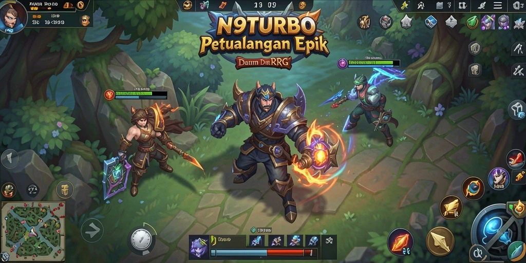 Tampilan gameplay N9TURBO dengan aksi RPG yang menegangkan.