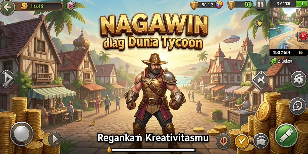 Tangkapan layar dari gameplay NAGAWIN yang menunjukkan keseruan mengelola bisnis Tycoon.