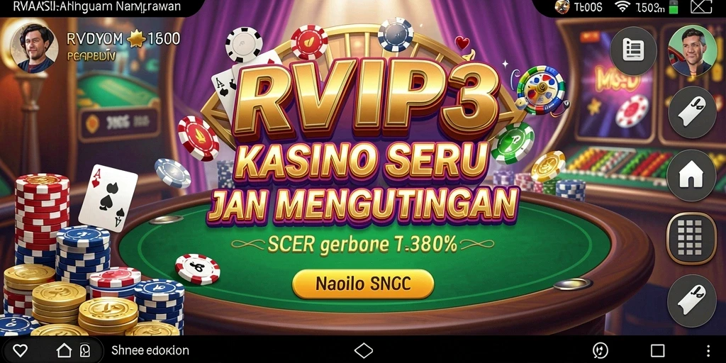 Tampilan gameplay RVIP3 yang mendebarkan dengan berbagai pilihan permainan Kasino.