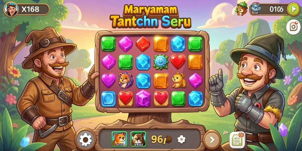 Screenshot gameplay X168 menunjukkan momen seru mencocokkan item.